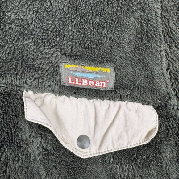 LL Bean High Pile Fleece Fuzzy Pullover Women Small 1/4 Snap T Green 505112 - Picture 4 of 10